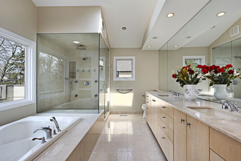 Double Shower Heads in Modern Bathroom